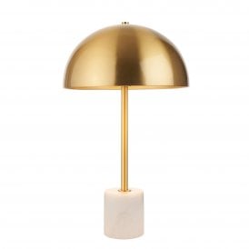 mid-century inspired table lamp in brushed aged brass finish