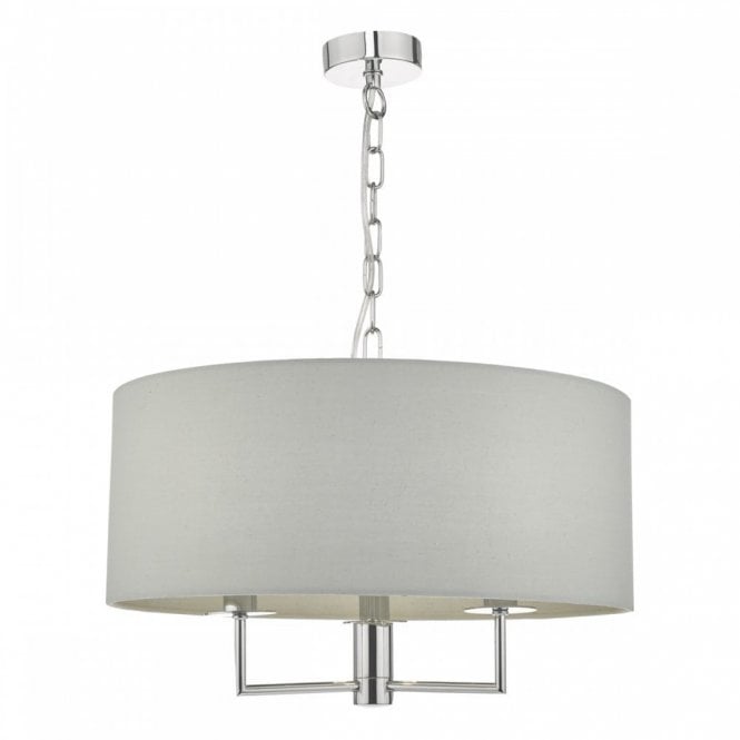 JAMELIA double insulated grey drum shade ceiling pendant on chrome fitting - 3 lights