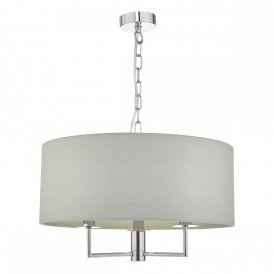 JAMELIA double insulated grey drum shade ceiling pendant on chrome fitting - 3 lights