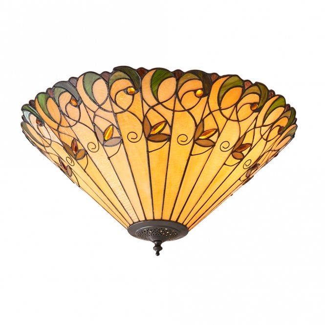 JAMELIA flush fitting Tiffany low ceiling light in Art Noveau styling (large)