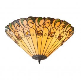 JAMELIA flush fitting Tiffany low ceiling light in Art Noveau styling (large)