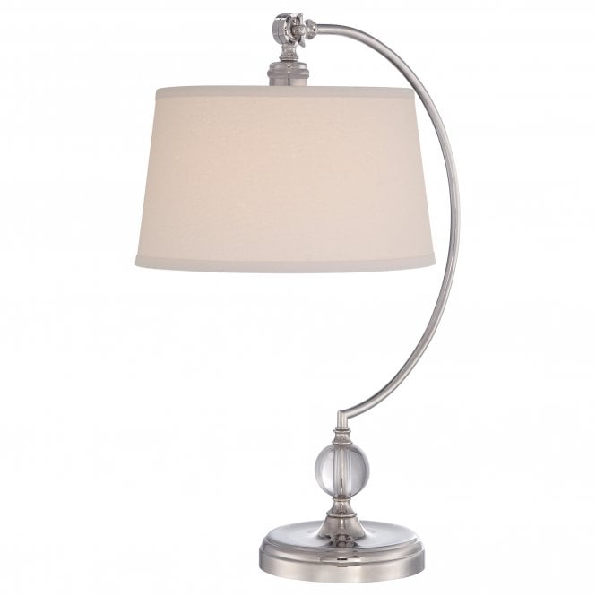 JENKINS nickel table lamp or desk light with cream shade