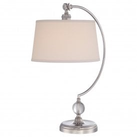 Nickel Table Lamp Or Desk Light With Cream Shade