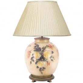 JENNY WORRALL CLASSIC ROSE large round glass table lamp complete with almond silk shade