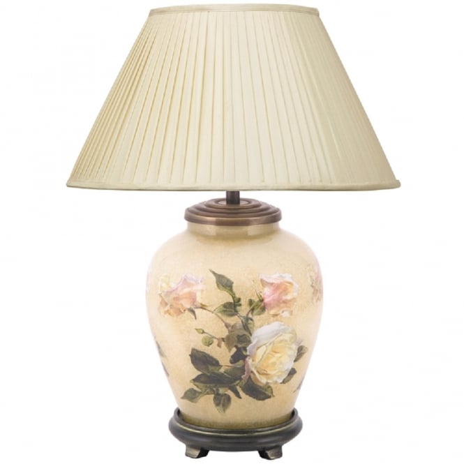  CLASSIC ROSE small glass table lamp complete with almond silk shade