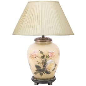 JENNY WORRALL CLASSIC ROSE small glass table lamp complete with almond silk shade