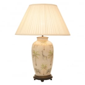JENNY WORRALL SAFARI large urn glass table lamp complete with silk shade