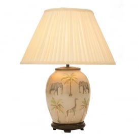 JENNY WORRALL SAFARI medium oval glass table lamp complete with silk shade
