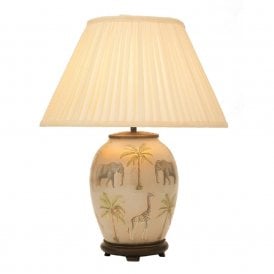 JENNY WORRALL SAFARI medium oval glass table lamp complete with silk shade