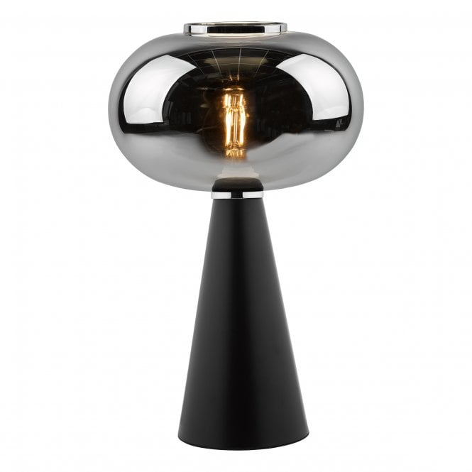 Jensen Satin Black and Smoked Glass Table Lamp