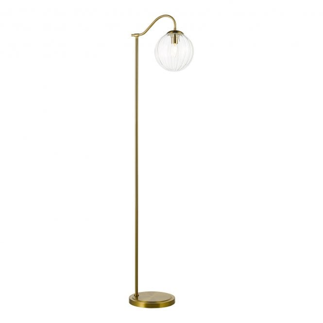 Jocelyn Natural Brass Floor Lamp with Glass Shade