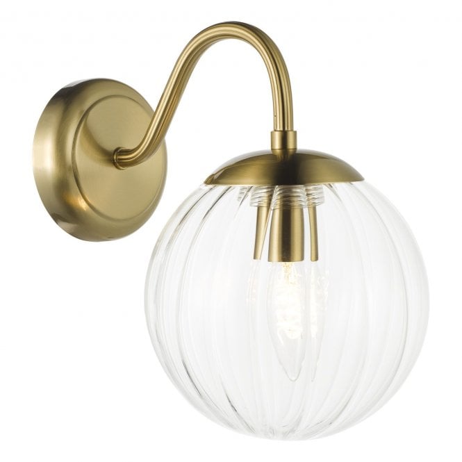 Jocelyn Natural Brass Wall Light with Segment Glass Shade