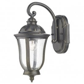 JOHNSON traditional garden wall lantern in black with gold patina