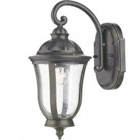 JOHNSON traditional garden wall lantern in black with gold patina