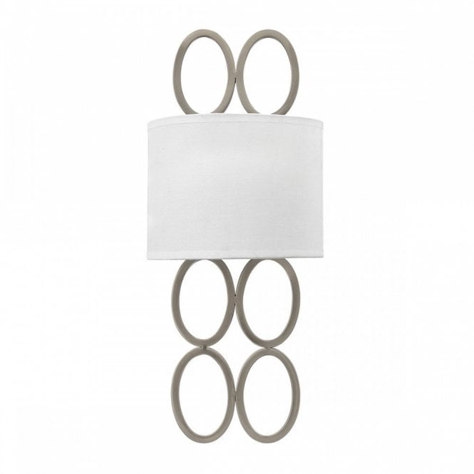 JULES 2 Light Geometric Wall Light | Brushed Nickel | White Linen Shade