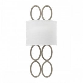 JULES 2 Light Geometric Wall Light | Brushed Nickel | White Linen Shade