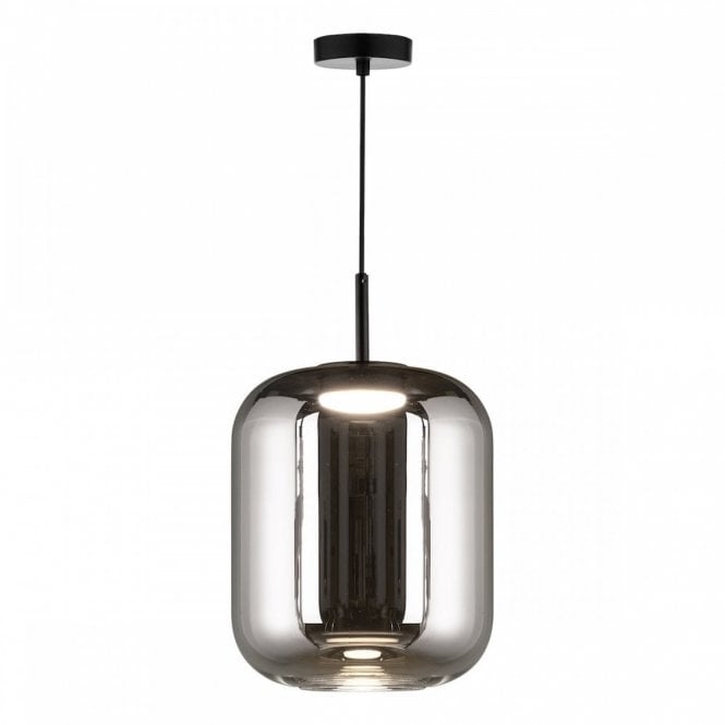 Jurek LED Pendant Satin Black and Smoked Glass