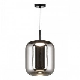 satin black integrated LED ceiling pendant with smoked glass shade