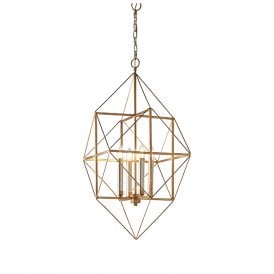 KALEIDOSCOPE Large Geometric Angular Framed Multi Pendant Light | Antique Gold
