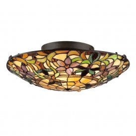 KAMI flush fitting Tiffany glass light for low ceilings