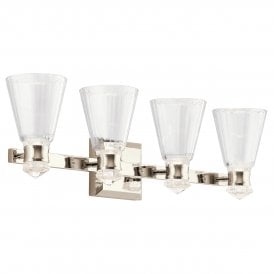 4arm polished nickel bathroom wall light
