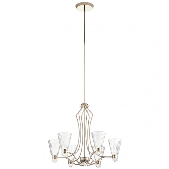 KAYVA Vintage LED Chandelier in Polished Nickel 