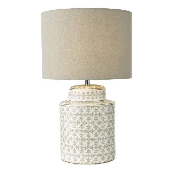 Kedron Table Lamp in Grey and Satin Chrome with Linen Shade