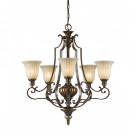 KELHAM HALL traditional chandelier, 5 light, bronze gold finish