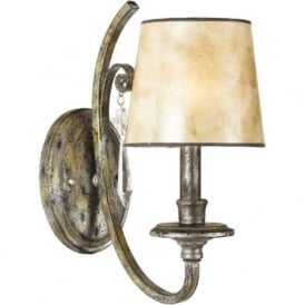 KENDRA single wall light in mottled silver with oyster mica shade