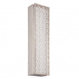 KENNEY geometric Art Deco LED silver wall light with white inner linen shade