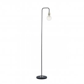 Kiefer Floor Lamp in Black and Antique Brass