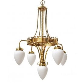 KILLARNEY 4 Light Church Style Chandelier in Satin Brass with Etched Glass Pineapple Shades