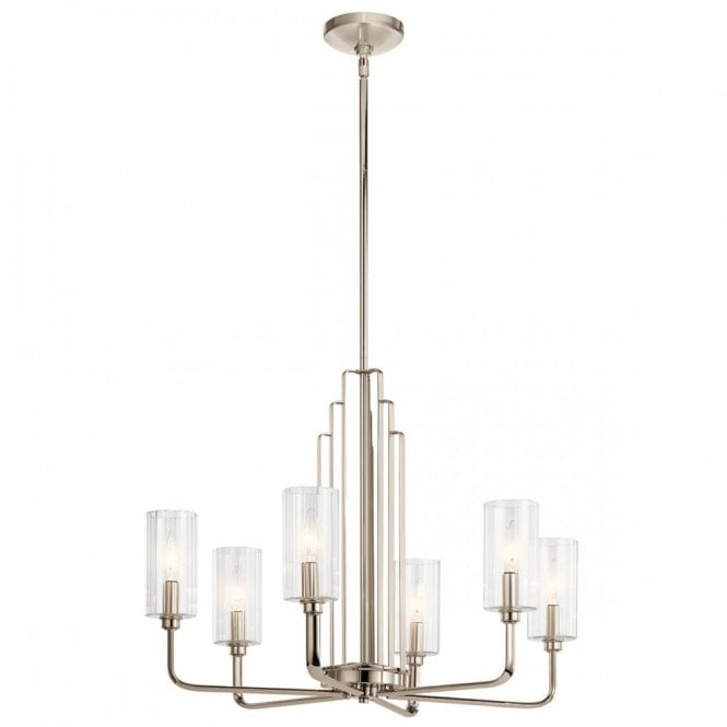 KIMROSE Polished Nickel and Glass Chandelier