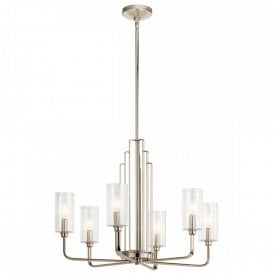 KIMROSE Polished Nickel and Glass Chandelier