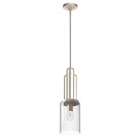 polished nickel art deco single pendant 