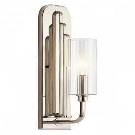 KIMROSE Polished Nickel Wall Light with glass shade