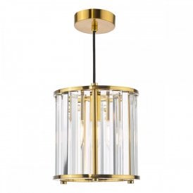natural brass and crystal ceiling pendant