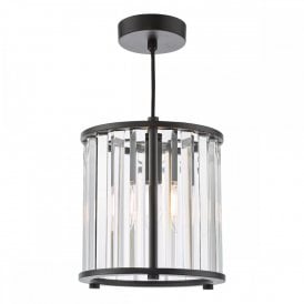 satin black and crystal ceiling pendant
