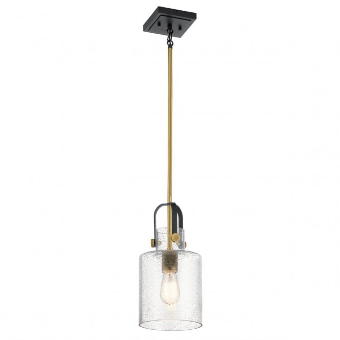 KITNER Natural Brass and Seeded Glass Pendant