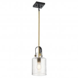 Black and Brass single pendant with seeded glass shade