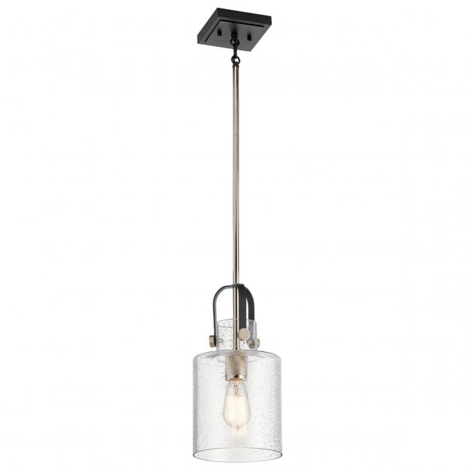 KITNER Polished Nickel and Seeded Glass Pendant