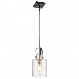 KITNER Polished Nickel and Seeded Glass Pendant