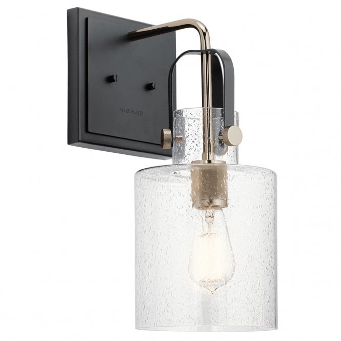 KITNER Polished Nickel and Seeded Glass Wall Light