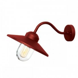 red swan neck scandi outdoor wall light