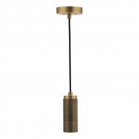 black suspension and aged brass metal work 