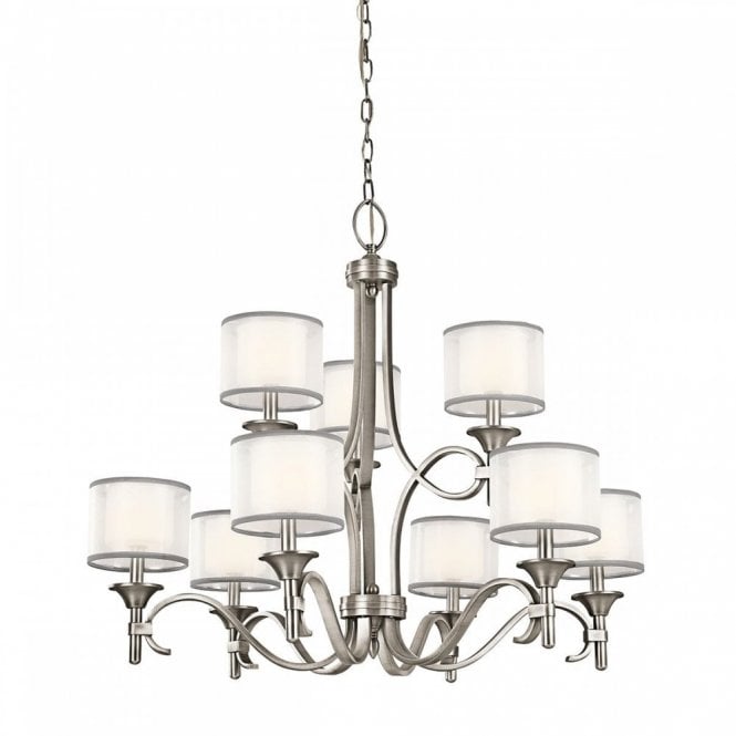 LACEY large 9 light traditional antique pewter chandelier