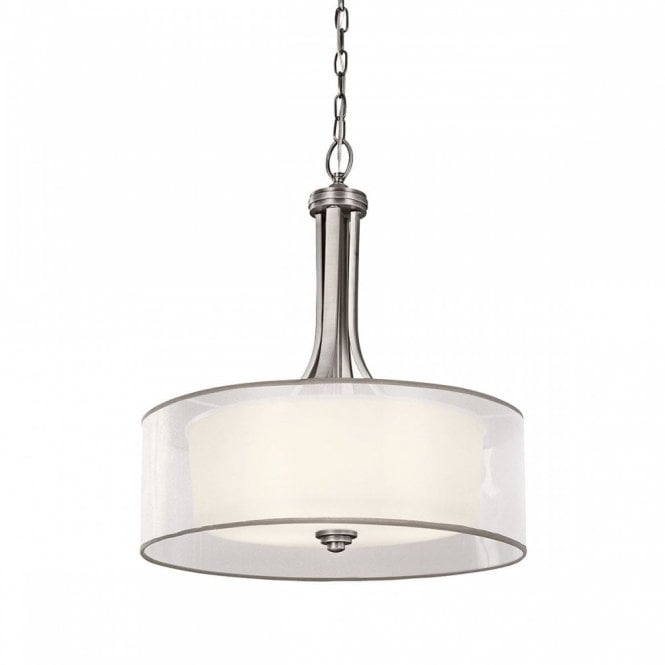 LACEY traditional antique pewter drum shade ceiling pendant light