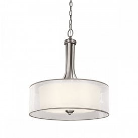 LACEY traditional antique pewter drum shade ceiling pendant light
