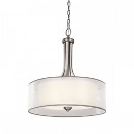 LACEY traditional antique pewter drum shade ceiling pendant light