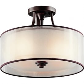 LACEY traditional semi-flush fitting bronze ceiling light with drum shade